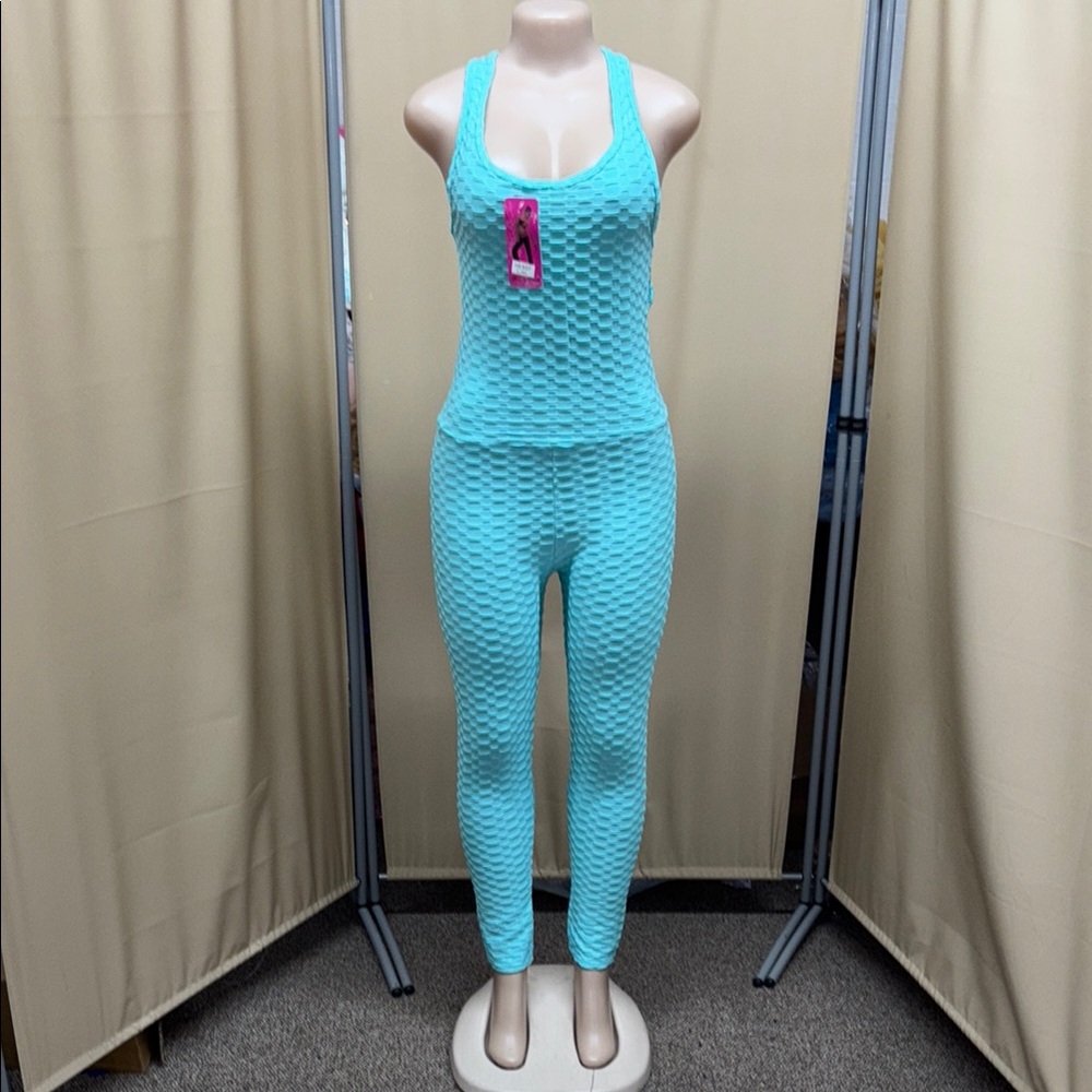 Aqua Textured Jumpsuit